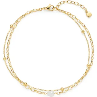 LEONARDO JEWELS BY LEONARDO Fußkette Ciao Cleo • Fuss-Kettchen aus goldfarbenem Edelstahl • zwei feine Kettenstränge und einer schlichten Süßwasserperle • 24-28 cm Länge • Geschenk für Damen • 024988