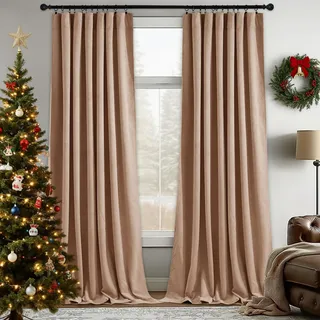 StangH Vorhänge für Kinderzimmer, Sonnenlicht, Rouge, Samt, Raumverdunkelungsvorhänge für Schlafzimmer, Elegante Innendekoration, Sichtfenster für Wohnzimmer, B 52 x L 96, Blush Beige, 2 Paneele