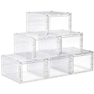 Hansiro Schuhbox Schuhorganizer 6Er-Set , Weiß , Kunststoff , 33x25.5 cm , Garderobe, Schuhaufbewahrung, Schuhregale