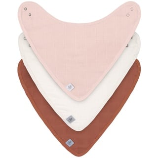 LÄSSIG Unisex Baby Halstuch (3 St.) Mull/Muslin Bandana powder pink/milky/rust