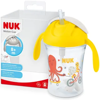 NUK Polypropylen (PP) Motion Cup Trinklernbecher | 230ml | auslaufsicherer, weicher Strohhalm | ergonomisch geformte Griffe | 8+ Monate | BPA frei | Gelb