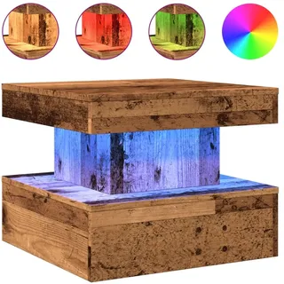 vidaXL Couchtisch mit LED-Leuchten Altholz-Optik 50x50x40 cm - Braun