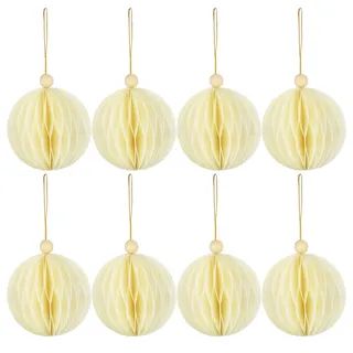 Weihnachtsdekoration, 8 Stück Papier-Weihnachtskugeln mit Papierwaben-Ornamente für Neujahr, Weihnachten, Party, Heimdekoration (Beige)