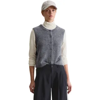 Strickweste MARC O'POLO DENIM "regular fit aus Alpakawolle-Wolle-Mix", Damen, Gr. XL, asphalt melange, Obermaterial: 42% Polyamid, 28% Alpaka, 28% Wolle, 2% Elasthan, meliert, regular fit, Rundhals, Westen Strickweste