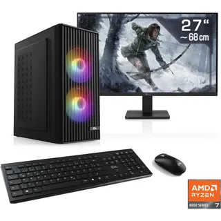CSL PC-Komplettsystem »Spectrum V25239« 27 AMD Ryzen 7 GeForce RTX 4060 32 GB RAM 1.000 GB SSD, schwarz