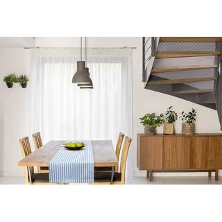 FILU Tischläufer 40 x 180 cm Hellblau/Weiß gestreift (Farbe und Größe wählbar) - hochwertig gefertigter Tischläufer aus 100% Baumwolle im skandinavischen Landhaus-Stil