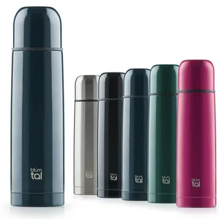 Blumtal® Thermosflasche 700 ml - BPA-freie Thermoskanne 700ml für warm&kalt - auslaufsichere Isolierflasche 700ml aus Edelstahl - Thermoskanne mit Becher/Thermoskanne Tee - Dark Ocean Blue - Blau
