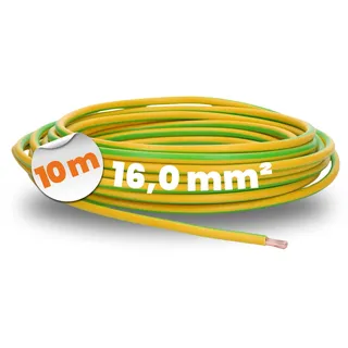 Lapp 10 Meter Lapp 4520006 H07V-K 16,0 mm2 grün-gelb I Erdungskabel I Schutzleiter 16mm2 I Verdrahtungsleitung I Aderleitung flexibel I PVC-Einzelader I Litze I Verdrahtung