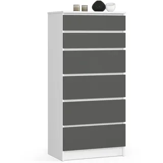 Akord Kommode K60 60 x 130 x 40 cm Weiß / Graphitgrau