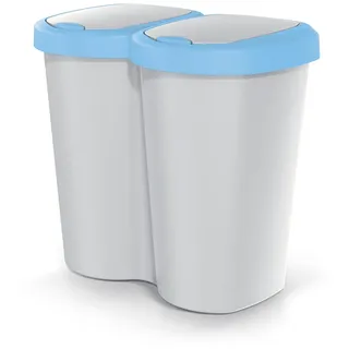 Abfallbehälter Compacta B Duo blau/aschmir Fassungsvermögen 40 l ein Fach zwei Deckel Wandmontage NDBS40-2717C_427C - Grau