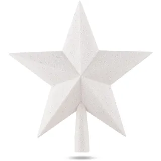 Stern Weiss Christbaumspitze Baumspitze Spitze Aufstecker für Tannenbaum Tannenbaumspitze Weihnachtsbaum Weihnachten (Stern-Voll-Weiss)