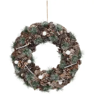 Atmosphera Createur d ́interieur Weihnachtskranz Zapfen 48,5 cm , Naturmaterialen , 11 cm , Dekoration, Weihnachtsdekoration, Adventskränze
