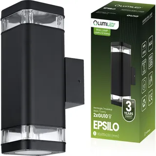 LUMILED Außenwandleuchte Wandlampe aussen Außenleuchte Wand GU10 Fassung Außenbeleuchtung Wandleuchter Gartenleuchte Terrasse Haus Fassade IP54 schwarz oben und unten