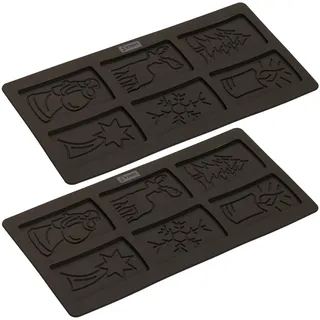 LURCH FlexiForm Spekulatius Backformen für Spekulatiuskekse 2er Set, Winter, Braun