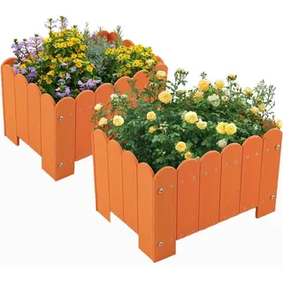 Costway Blumenkubel 2er-Set Orange , Kunststoff , 30 cm , Dekoration, Blumen & Blumentöpfe, Übertöpfe
