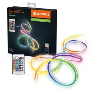 Ledvance LED Lichtschlauch für Innen und Außen, 3 Meter Länge, als Wohnraum- oder Gartenbeleuchtung, flexibel und biegsam, 15W, RGB-Farben per Fernbedienung änderbar, Schutzart IP65, NEON DIGITAL FLEX