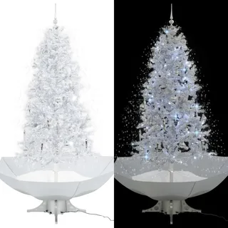 vidaXL Weihnachtsbaum Schneiender Mit Schirmfuss Weiss 190 Cm , Weiß , Kunststoff , 190 cm , Dekoration, Weihnachtsdekoration, Christbäume & Zubehör