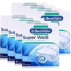 Dr. Beckmann Super Weiß | Strahlendes & langanhaltendes Brillant-Weiß | Gegen Vergrauungen & Gilb | 8er Pack (8 x 80 g)