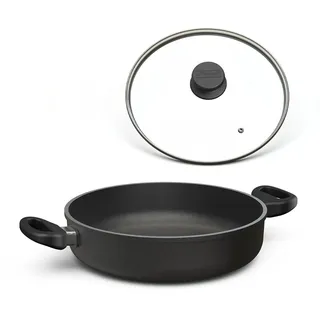 Hoffmann Schmorpfanne 32 cm Induktion, Antihaft, mit Deckel, Aluguss, hoher Rand, mit 2 Griffen, alle Herdarten, backofenfest, wiederbeschichtbar, spülmaschinenfest - Pfanne, Bratpfanne, Bräter