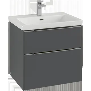 Villeroy & Boch Subway 3.0 Waschbeckenunterschrank, 2 Auszüge, 622x576x478mm, C57600AB, Farbe: Front/Korpus: Black Oak, Griff: Aluminium glänzend