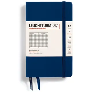 Leuchtturm1917 342919 Notizbuch Pocket (A6), Hardcover, 187 Nummerierte Seiten, Marine, Kariert