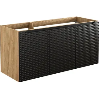 Waschtischunterschrank 120 cm in Eiche mit schwarz 3-türig, LONDON-56-BLACK - Schwarz
