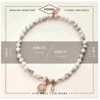 Fossil Armband Für Frauen Wellness, Innenlänge:165mm Weißes Halbedelsteinarmband, JA6934791