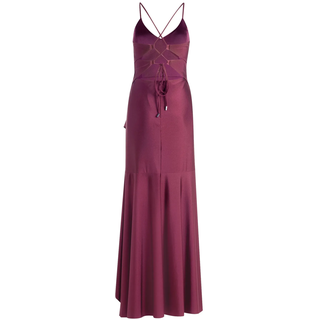 Abendkleid VERA MONT "Abendkleid mit Volant", Damen, Gr. 38, EURO, rot (prune wine), Obermaterial: 81% Polyamid PA. 19% Elasthan EL., Kleider Abendkleid
