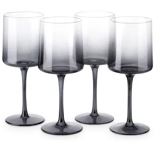 Navaris grau getönte Weingläser 4er-Set - Farbige Weingläser mit Stiel - Stilvolle Design-Glaswaren zum Servieren von Wein Cocktails Desserts