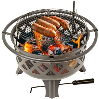 Lemodo Feuerschale mit Grillrost, Feuerkorb für den Garten, Firebowl Ø 75x60 cm, Fire Pit