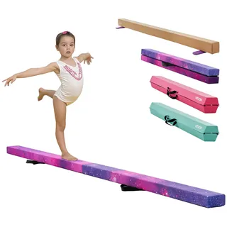 Vevor Schwebebalken Gymnastik Kinder klappbar 2,38 m,136,1 kg belastbarer Gymnastikbalken mit rutschfesten Unterseiten, Balance Balken Balancierbalken mit Tragetasche für Fitnessstudio, Galaxy