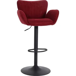 Barhocker HWC-M67, Drehstuhl Barstuhl, mit Armlehne Fußablage drehbar Stoff/Textil Eisen bordeaux Fuß schwarz - Rot