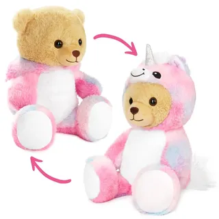 brubies Teddy Einhorn - 25 cm Teddybär im Einhornkostüm mit Kapuze - Kuscheltier Geschenk für Kinder - Plüschtier für kuschelige Abenteuer - Rosa/Weiß/Bunt/Beige