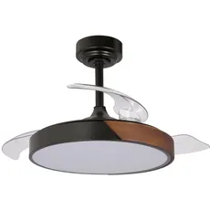 wonderlamp Terno Mini-Ventilator, faltbar, LED, 46 W, Schwarz, 3 CCT, dimmbar