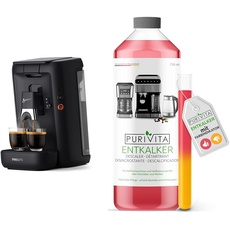 Philips Senseo Maestro Kaffeepadmaschine mit Kaffeestärkewahl und Memo-Funktion & Purivita - Universal Entkalker 750 ml für Kaffeevollautomaten - Für alle bekannten Marken geeignet, 1 Flasche