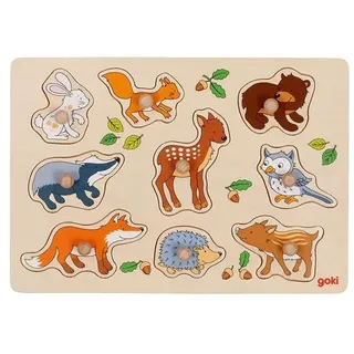 Goki Wooden Stud Puzzle Forest Animals 9 pcs. Holz