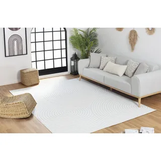 Surya Denver Teppich Läufer Wohnzimmer, Esszimmer - Moderne Boho Teppich Geometrisches Muster - Weicher Skandinavisch Wohnzimmerteppich Orientalisch - Läufer Flur 80x150cm Groß Teppich Weiss