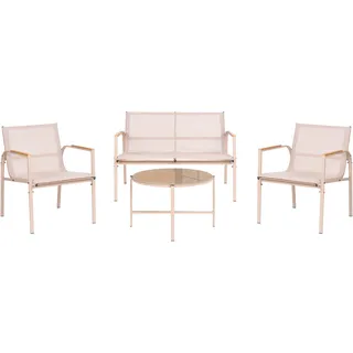 Beliani Ledro Loungeset 4-Sitzer Metall beige