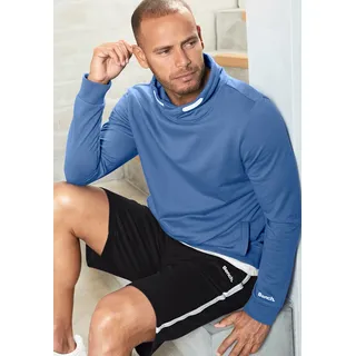 Bench. Loungewear Sweatshirt, mit großem Stehkragen aus einer Baumwollmischung, blau