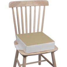 Kalawen Sitzerhöhung Stuhl Kind Kalawen 32 x 32 x 8 cm Sitzkissen Kinder für Baby PU Waschbar Tragbare Sitzerhöhung mit 2 Sicherheitsschnalle Gurte Kindersitzkissen, Khaki