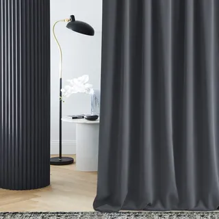 ROOM99 Vorhang mit Ösen Laurel 140 x 260 cm Dunkelgrau, 1 Stück | Verdunkelung Blickdicht Schiebegardinen Curtain Wohnzimmer Schlafzimmer