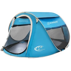 ZOMAKE Pop Up Zelt 4 Personen,Automatisches Wurfzelt Wasserdicht Zelte für Camping Familien Outdoor - Großes,4 Mann(See Blau)