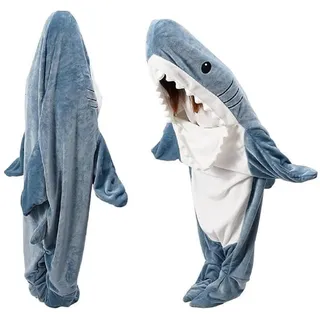 QUSLLIS Shark Blanket - Hai Decke - aus Superweichem, Gemütlichem Flanell mit Kapuze, Hai Overall, Deckenkapuzenpullover, Schlafsack Tragbare Decke für Erwachsene und Kinder - XXL