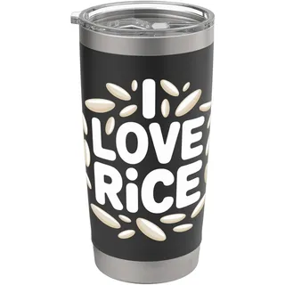 I Love Rice Grain Appreciation Grafik Doppelwandiger Edelstahl-Thermobecher