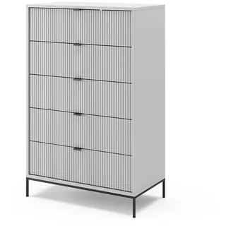 Vicco Kommode Eliza Grau 76 x 120 cm , Holzwerkstoff , 5 Fächer , 5 Schubladen , Rechteckig , 76x120x42 cm , Kleinmöbel, Kommoden, Kommoden