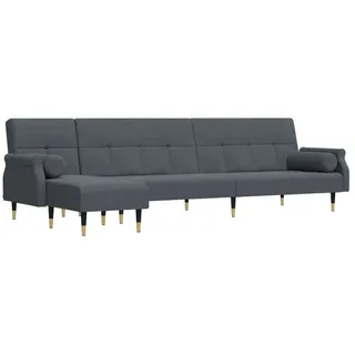 vidaXL Schlafsofa in L-Form Dunkelgrau 271x140x70 cm Samt - Grau