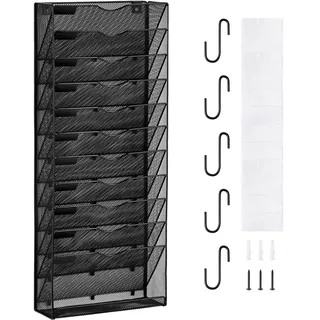 VEVOR Wand Zeitungshalter 1 Stk. Prospekthalter mit 12 Fächern, wandmontierter Organizer Zeitungsständer aus Metall, Magazinhalter für Zeitschriften Papier und Dokumente Aktenablage für Büro