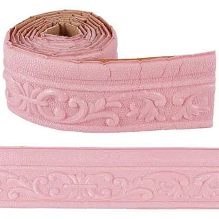craspire 3D Kronenleiste In Rosa Zum Abziehen Und Aufkleben Flexible Zierleisten Bordüren Kantenstreifen Schaumstoff Spiegelrahmen Fußleiste Selbstklebende Wandlinien Für Deckenwände Zuhause Küche