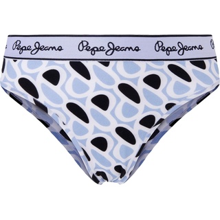 Pepe Jeans Damen P Print Brazilian Bikini Style Underwear, Blue (Navy), L