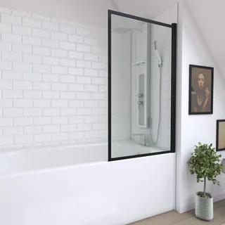 MARWELL Duschwand Duschabtrennung Black Edge 1-flg, 75 x 130 cm, Matt Schwarz
